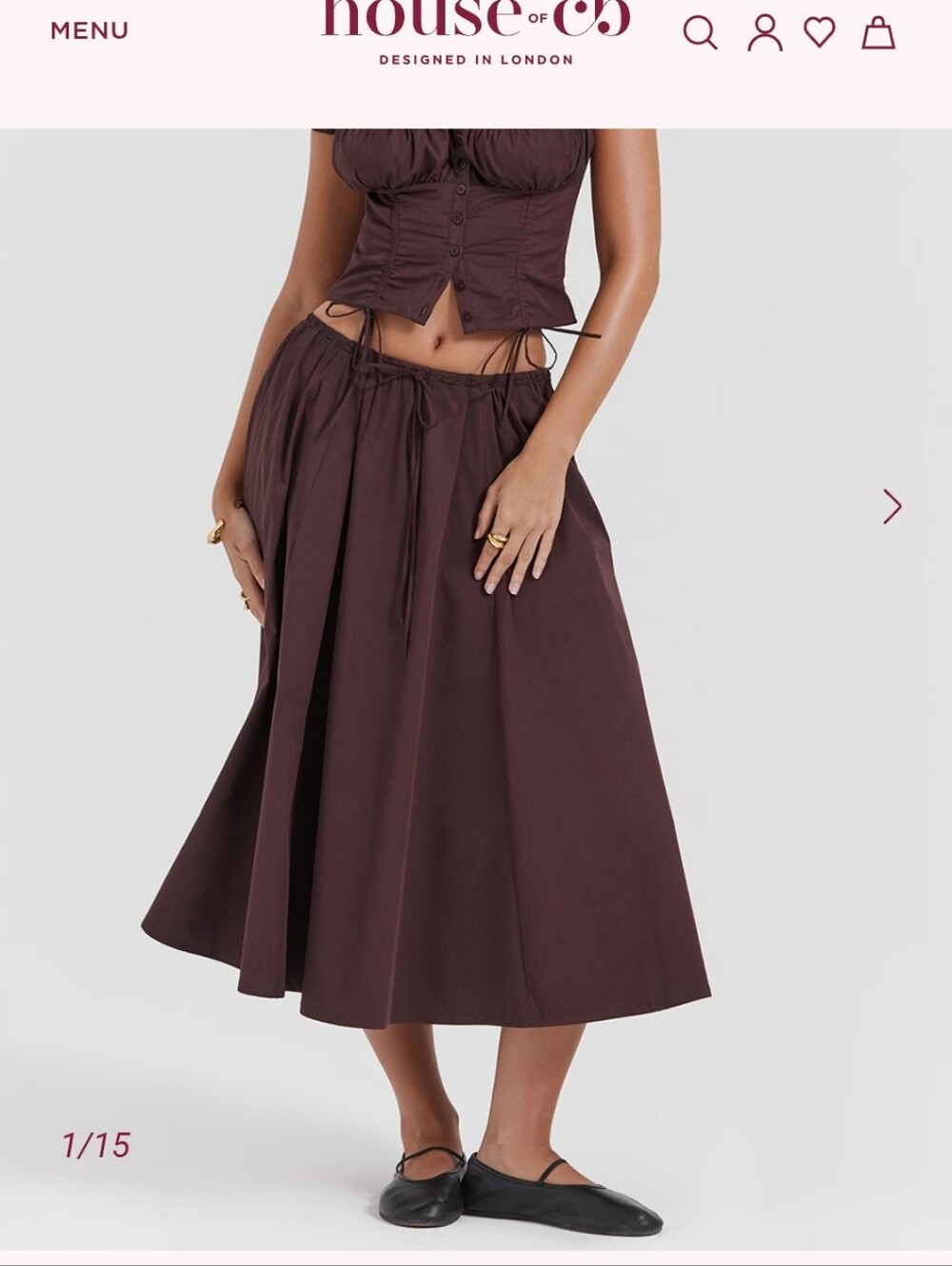 House of CB Cora Rich Brown Skirt